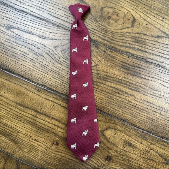 Janie and Jack Burgundy Bulldog Clip On Tie - Picture 1 of 3